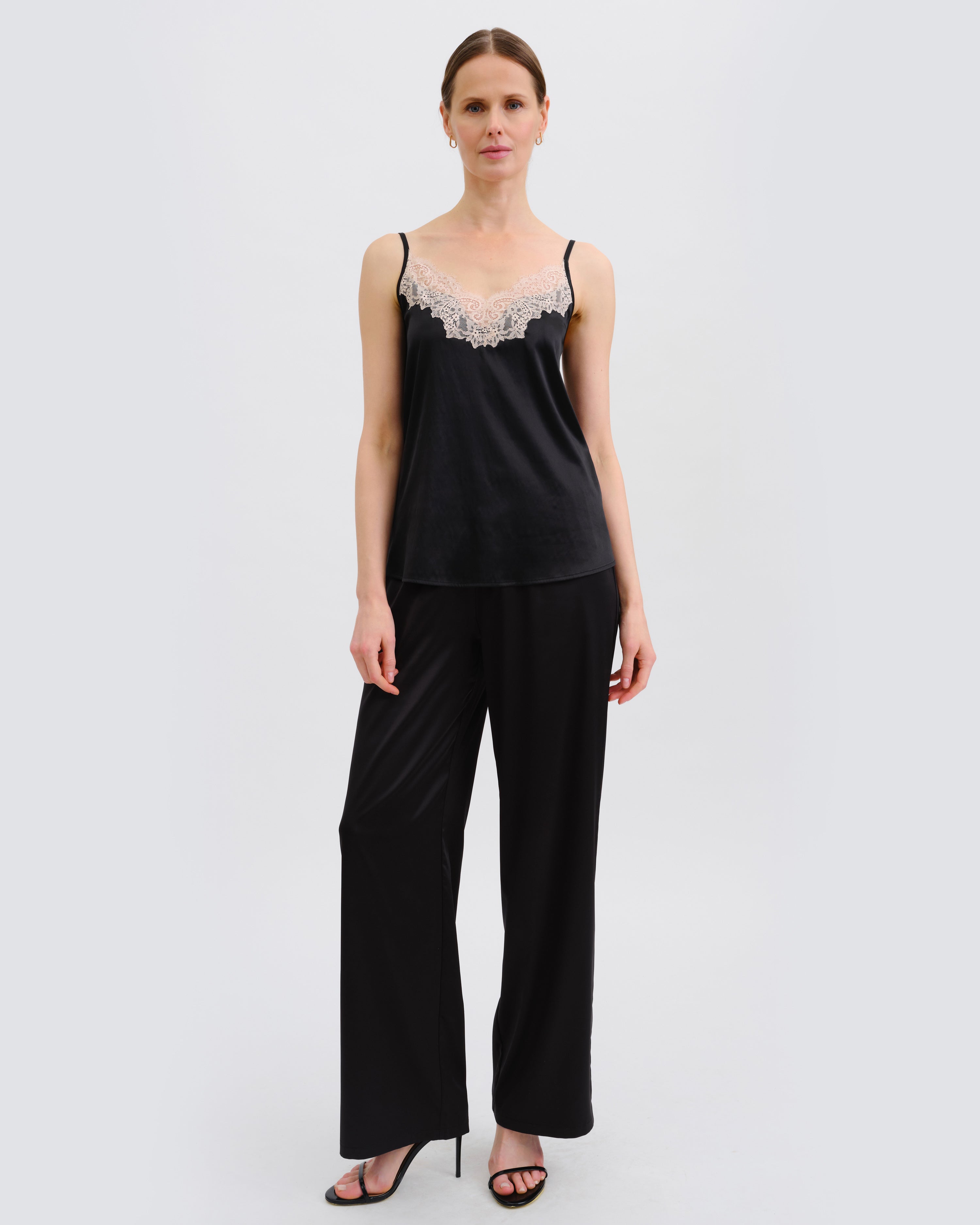 Satin camisole Pajama S03421 black