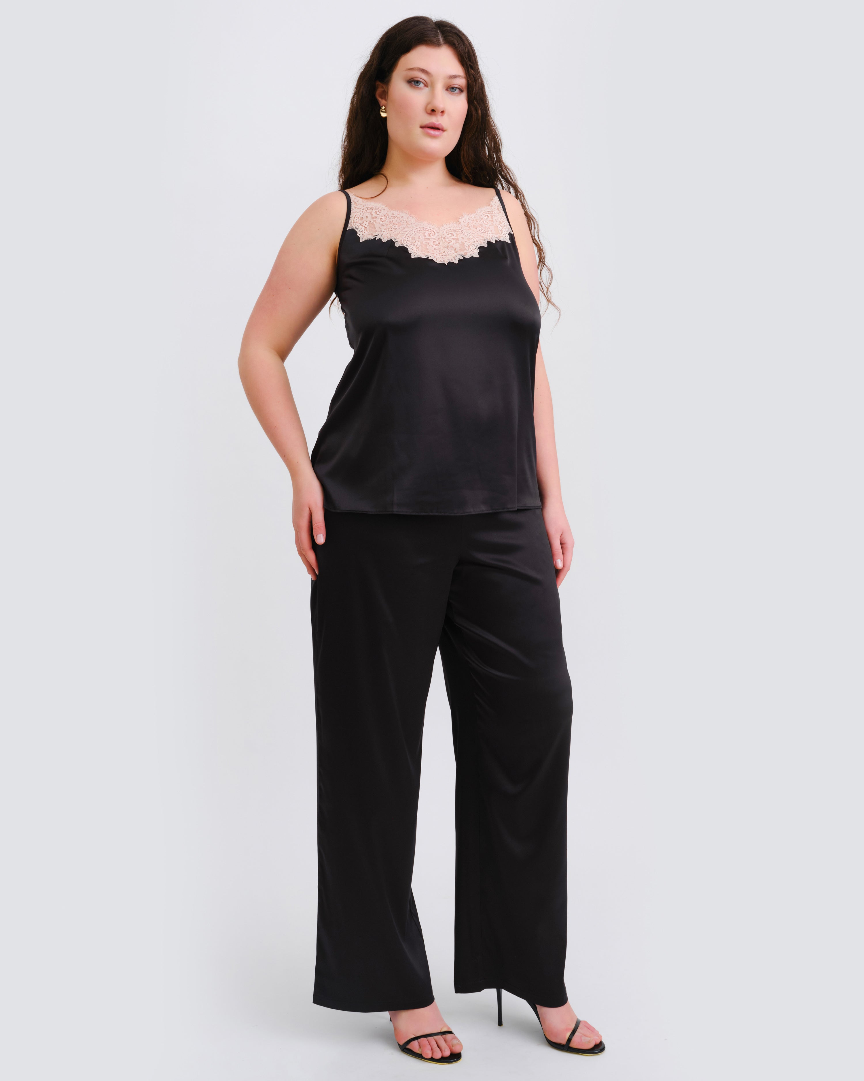 Satin camisole Pajama S03421 black