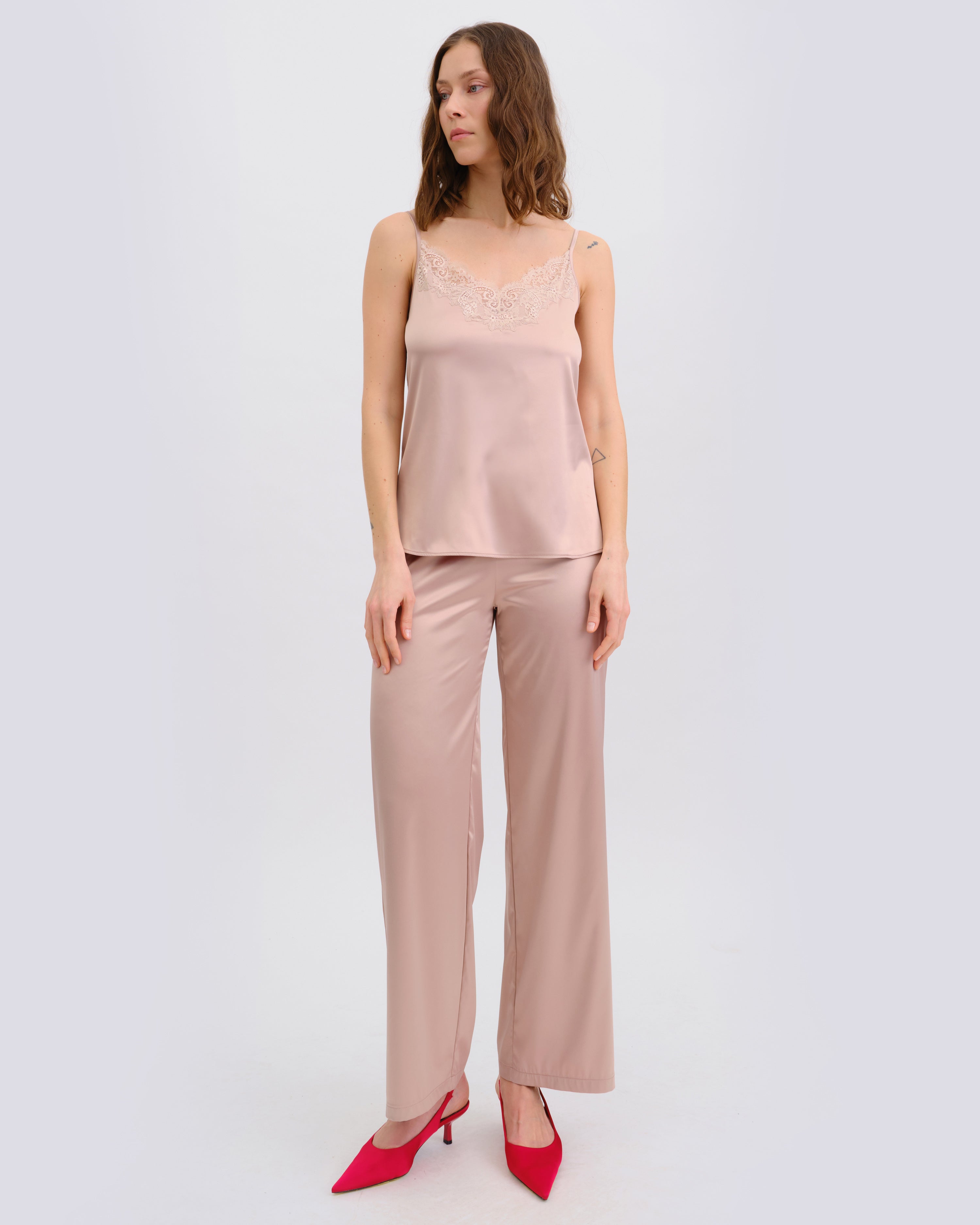 Satin camisole Pajama S03421 rose gold