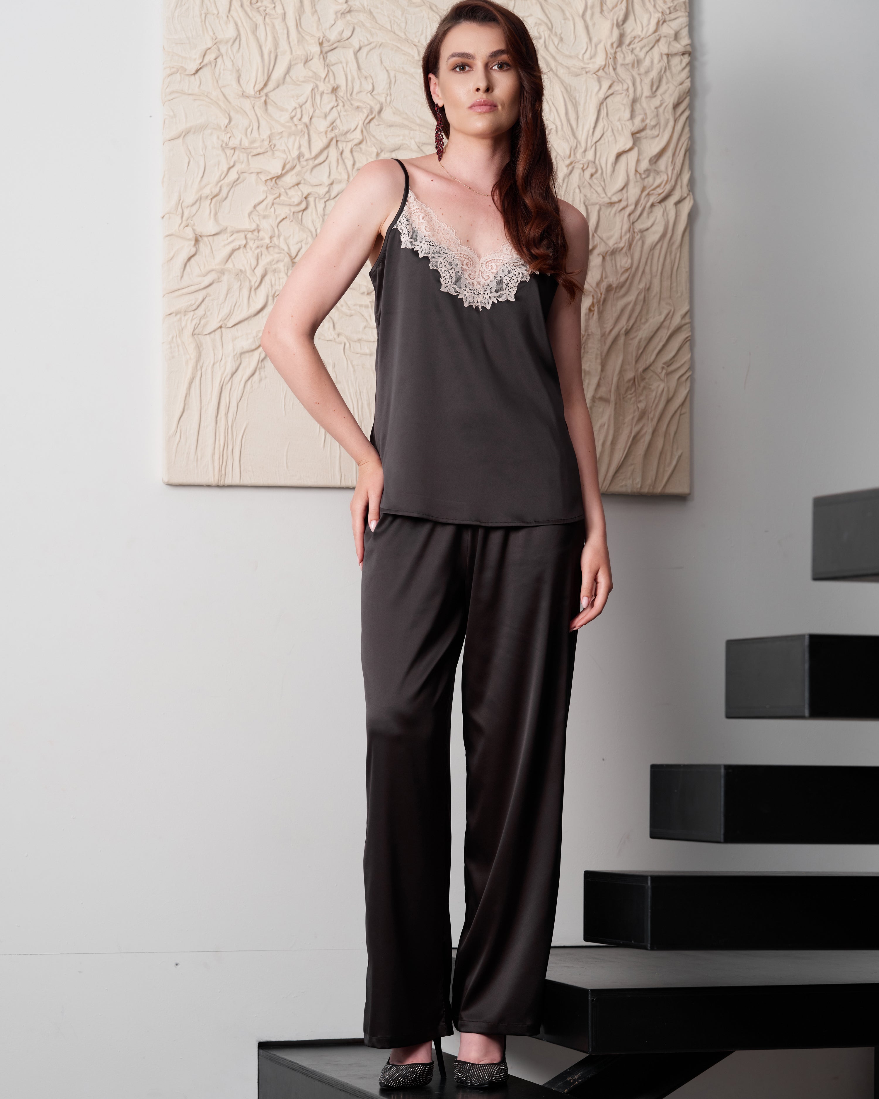 Satin camisole Pajama S03421 black