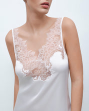 Satin Chemise spaghetti strap S03422 white