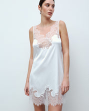 Satin Chemise spaghetti strap S03422 white