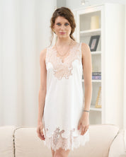 Satin Chemise spaghetti strap S03422 white