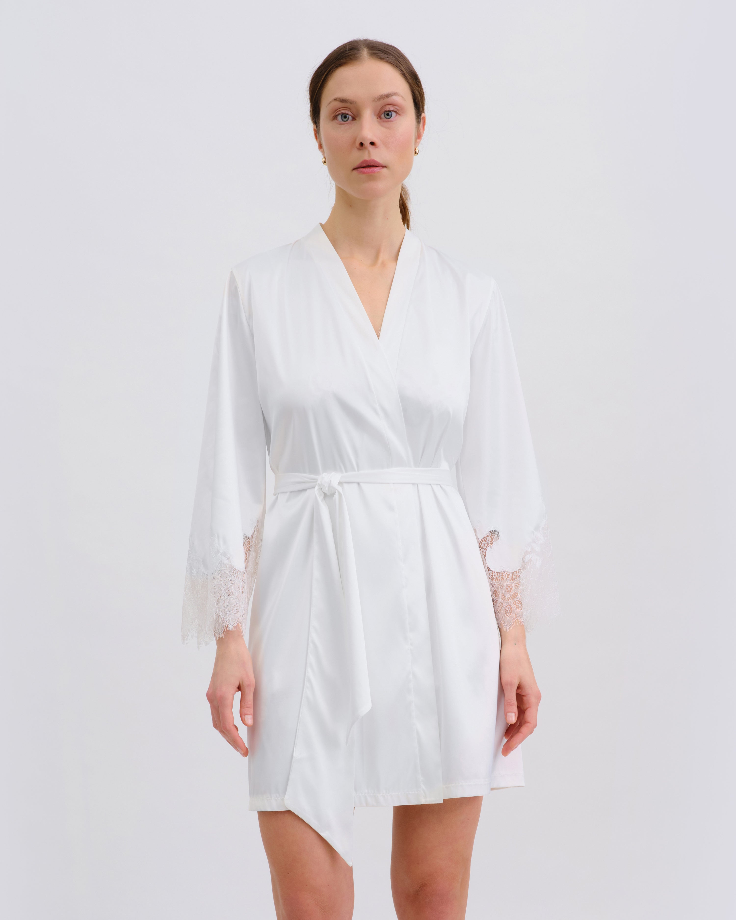 Satin mini Robe S03423 white