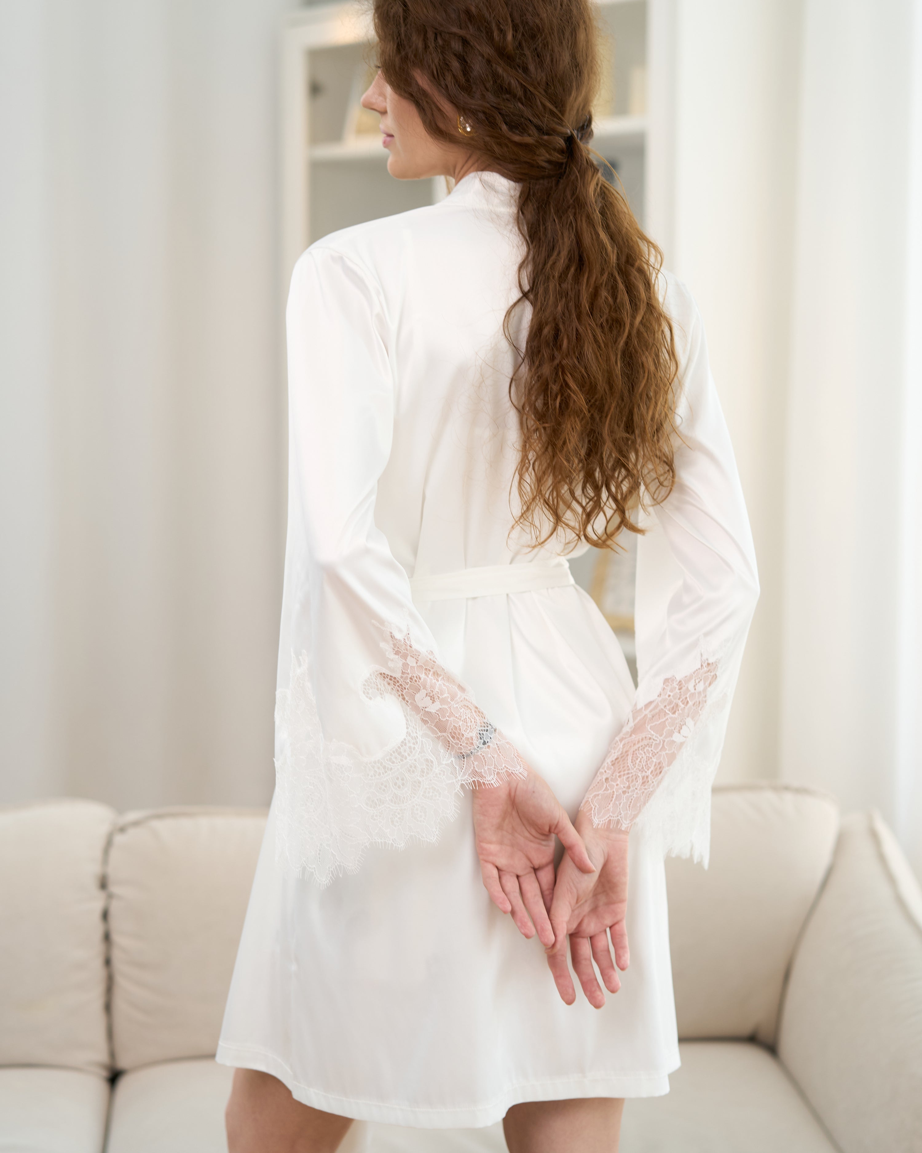 Satin mini Robe S03423 white